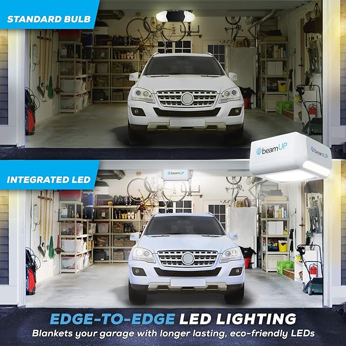 Workhorse BU100 Overhead Garage Door Opener with Heavy-Duty Chain Drive for Single or Double Doors, Wall Mount, and Remote Garage Opener Included, Quick and Easy Installation, White