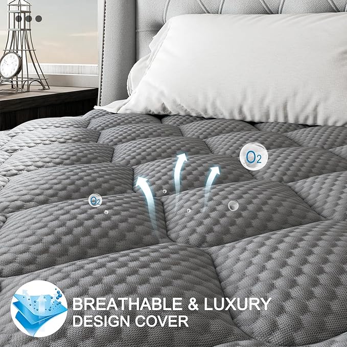 Twin Hybrid Mattress, 10 Inch Medium Mattress Euro Top for Back & Lumbar Support, Individual Pocket Spring Bed for Motion Isolation & Pressure Relief