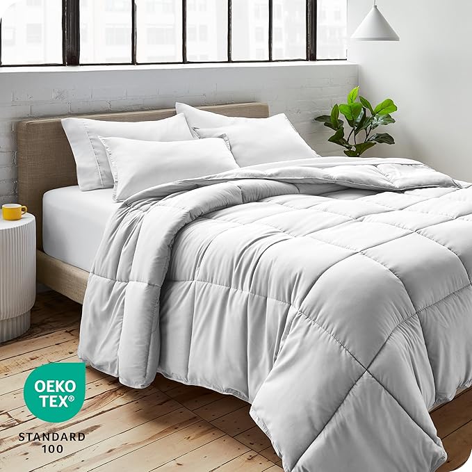Bare Home Comforter Set - Twin/Twin Extra Long Size - Ultra-Soft - Goose Down Alternative - Premium 1800 Series - All Season Warmth (Twin/Twin XL, Cloud Grey)