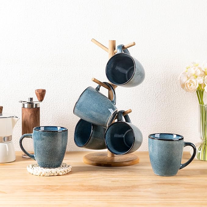 GBHOME Ceramic Coffee Mugs Set of 4, 12oz Stoneware Coffee Mugs Set For Dad Mom Women MEN, Light Weight Ceramic Coffee Cups for Latte/Tea/Beer/Hot Cocoa, Dishwasher & Microwave Safe