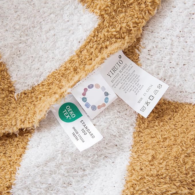 YIRUIO Throw Blanket Checkered Chessboard Fluffy Fuzzy Warmer Comfort Reversible Super Soft Cozy for Home Decor Bed Couch Sofa Living Room (Burnt Orange, 51''x63'')