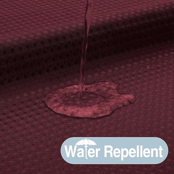 Colorful Star No Hook Shower Curtain with Snap in Fabric Liner, Waffle Weave Heavy Duty Thick Shower Curtains with Mesh Top Window, Hotel Style Waterproof Bathroom Curtain Set, 72 x 87 Inch, Burgundy