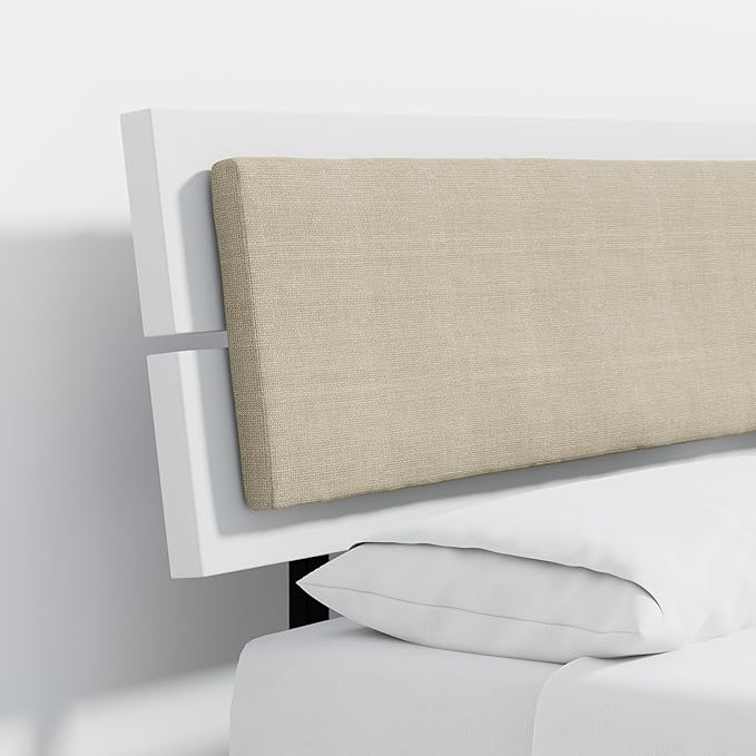 Modern Solid Wood Platform Bed with Adjustable Headboard with Cushion – No Box Spring Needed,Fast Assembly – King Size in White