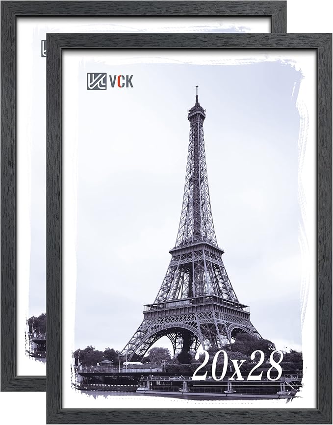 VCK 20x28 Poster Frames Set of 2, Black Solid Wood Frame with Textured Exclusive, Wall Gallery Picture Frame
