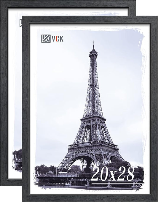 VCK 20x28 Poster Frames Set of 2, Black Solid Wood Frame with Textured Exclusive, Wall Gallery Picture Frame