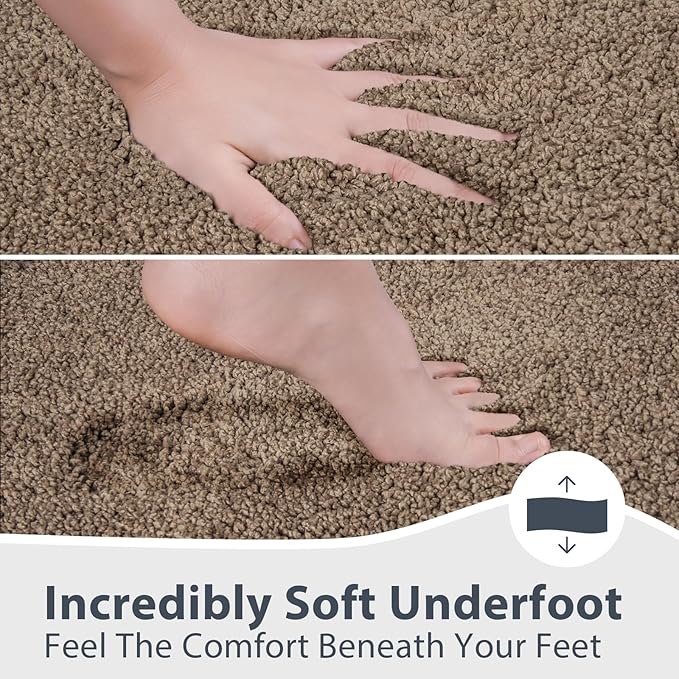 Bathroom Rugs 20" x 30", Non-Slip Extra Soft Absorbent Bath Rugs, Machine Washable Quick Dry Bath Mats for Bathroom Floor, Shower, Bathtub and Sink, Grayish Brown & Coffee