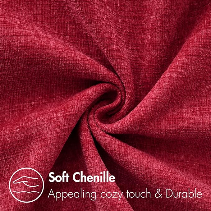 MIULEE Pack of 2 Red Couch Throw Pillow Covers 12x20 Inch Soft Chenille Pillow Covers for Sofa Living Room Solid Dyed Pillow Cases