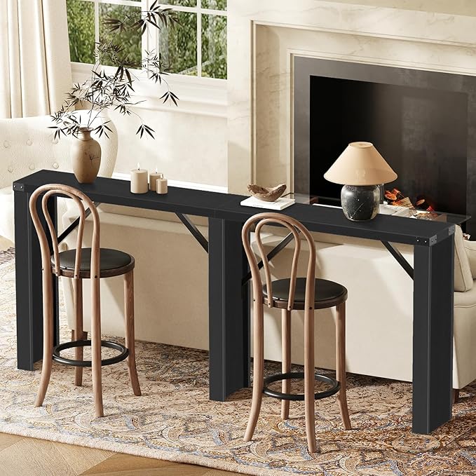 Console Table, 70.8" Long Behind Couch Sofa Table, Entryway Table, Farmhouse Console Table for Narrow Spaces, Hallway, Living Room, Black CT31BB