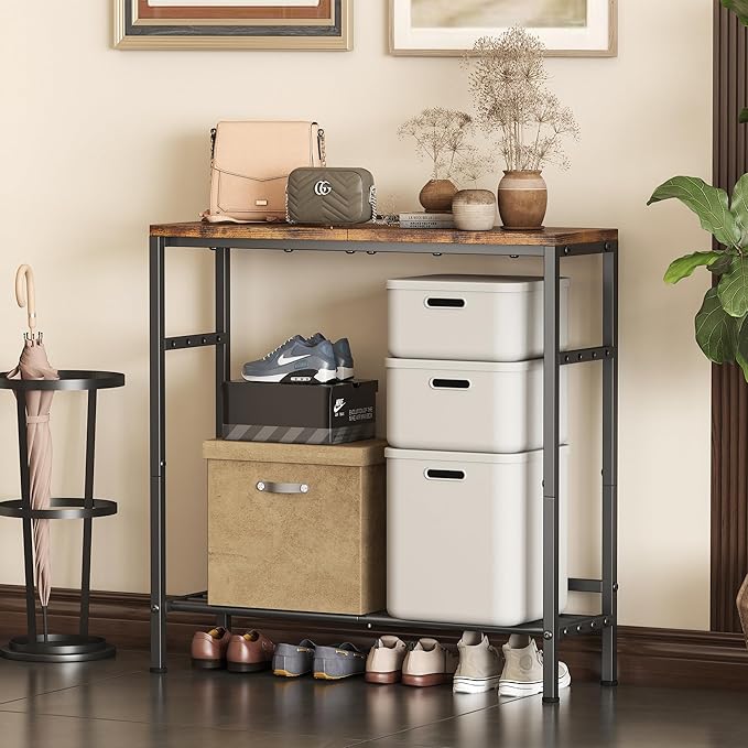 Homeiju Entryway Table 31.5" Width, 2-Tier Console Table with Adjustable Shelves, Industrial Sofa Table with Storage, Foyer Tables for Entryway, Hallway, Kitchen, Living Room and Bedroom, Vintage
