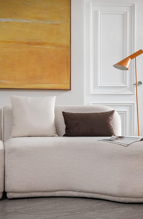 DEZENE Couch Pillow Covers 18x18 Cream: 2 Pack Cozy Soft Velvet Square Throw Pillow Cases for Farmhouse Home Decor