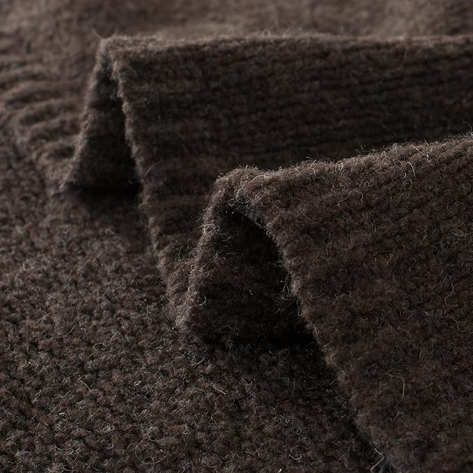 Carriediosa Wool Blend Knit Throw Blanket 60" X 80" Twin, 50% Recycled Polyester Soft Cable Knitted Fluffy Throws for Couch Lightweight Woven Blankets for Sofa Fuzzy Cozy Bed Cover, Chestnut Brown