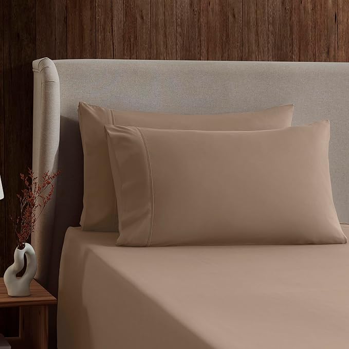 Nestl King Sheet Set - Luxury 1800 Ultra-Soft Microfiber King Bed Sheets - Double Brushed - Deep Pockets - Easy Fit - 4 Piece Set - Bedding Sheets & Pillowcases (King, Taupe)