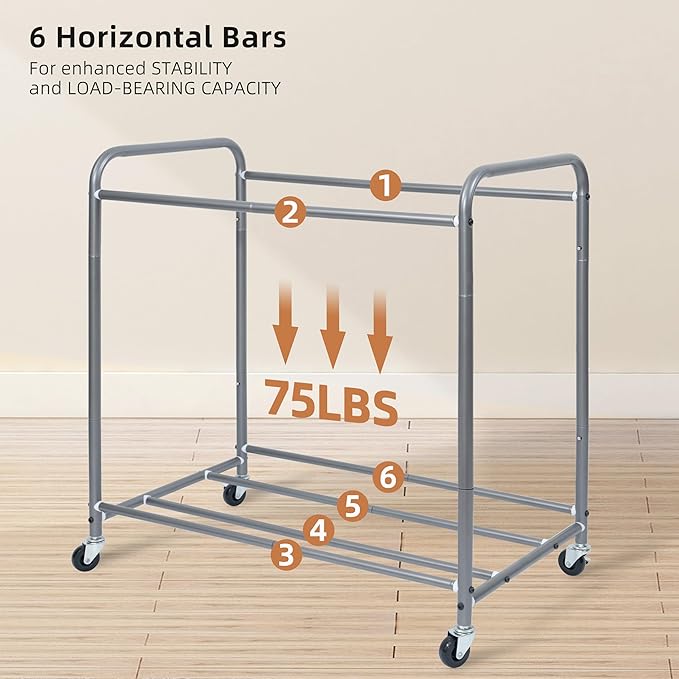 STORAGE MANIAC 3 Section Laundry Sorter, 35.9 Gal (136 L) Laundry Hamper Cart with Heavy Duty Rolling Lockable Wheels and Removable Bags, Clothes Organizer Basket Clothes Separator Hamper, Beige