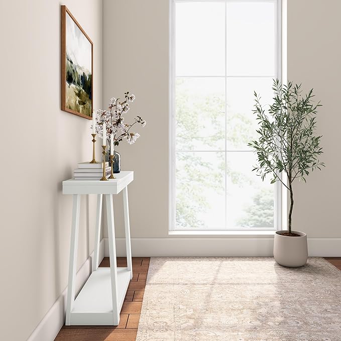 Plank+Beam Solid Wood Console Table with Storage, 36 Inch, Sofa Table with Shelf, Narrow Entryway Table for Hallway, Behind The Couch, Living Room, Foyer, Easy Assembly, White