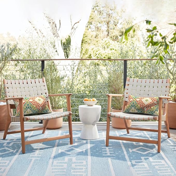 LVTXIII Outdoor Lumbar Pillow Covers 12"x20", Covers ONLY, 2 Pack 30x50cm Lumbar Cushion Cover with White Piping for Home Patio Garden Sofa Bench, Geometric Orange