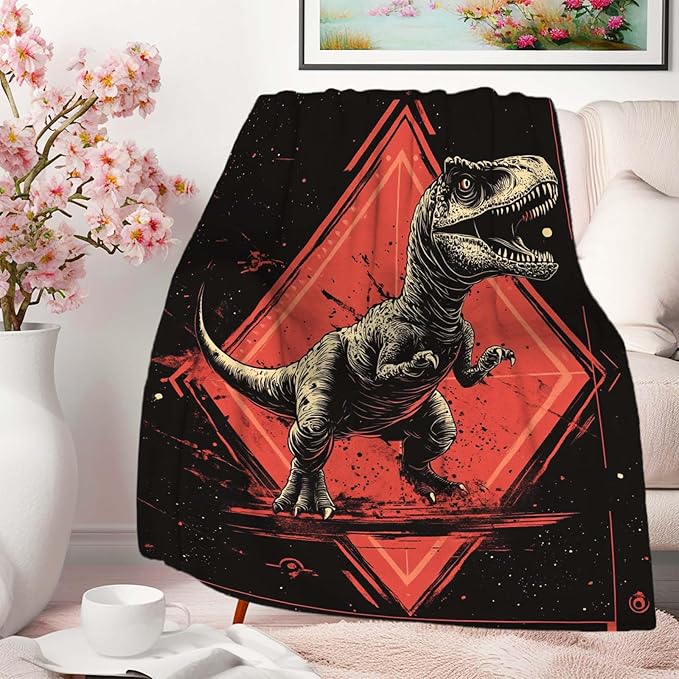 Dinosaur Throw Blanket for Adults and Kids, Dinosaur Gifts for Women, Men, Boys and Girls, Cozy for Bedding and Room Decor, Polyester, Machine Wash Bedrooms, Living Room Decor, 50x60 Inches