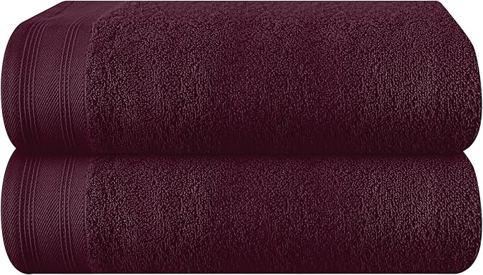 Cotton 2 Pack Oversized Bath Towel Set 28x55 inches, Large Bath Towels, Ultra Absorbant Compact Quickdry & Lightweight Towel, Ideal for Gym Travel Camp Pool - Burgundy