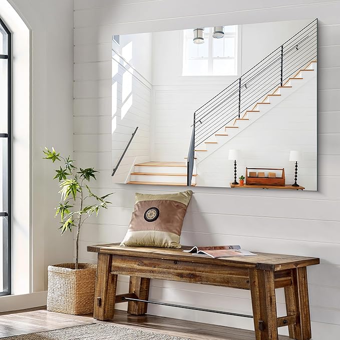 KOCUUY Large Frameless Mirror,55x36 Inch Rectangle Bathroom Vanity Mirror for Over Sink, Upgraded Shatterproof Unframed Design for Bedroom, Living Room, Entryway