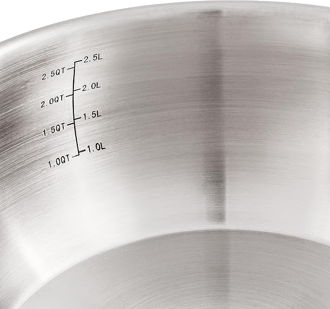 BergHOFF Belly Shape 18/10 Stainless Steel 8 Inches Saucepan 3.2qt., Glass Lid, Fast, Evenly Heat, Induction Cooktop Ready