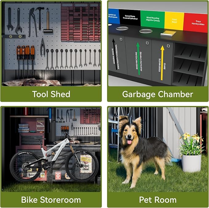 COMHOMA Shed Outdoor Storage Shed Metal,Lockable Doors Tool Sheds with Sloping Roof,Steel Garden Shed with Air Vent for Backyard,Patio,Lawn,Poolside (Black, 6'*4')