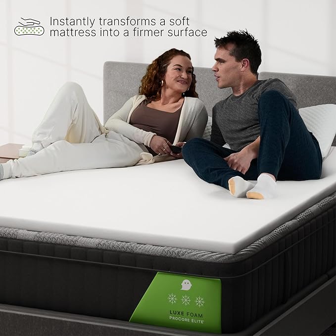 Ghostbed Firm Foam No Cover Mattress Topper, King 1.5 Inch Polyurethane Foam Firm Mattress Topper King for Back Pain, Durable and Easy to Install & Remove, Made in USA | CertiPUR-US Certified