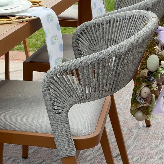 PURPLE LEAF 13 Pieces Large Outdoor Dining Set Patio Table and Chairs Set Aluminum Rattan Wicker Patio Furniture Set for Lawn Porch Deck Brown
