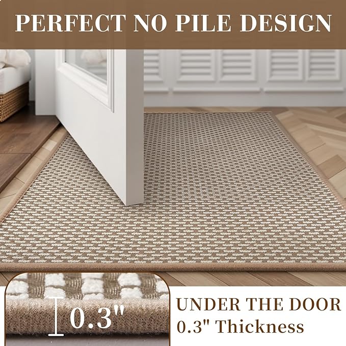 RESARE Non Slip Bath Mat - Machine Washable Bathroom Rugs, Super Absorbent Bath Mat Quick Dry Bathroom Mat, Bath Rugs Ultra Soft Rugs for Bathroom Floor, 24"x35" Brown