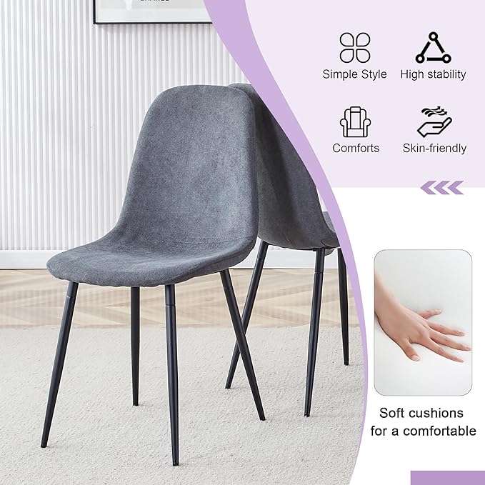 45 Inch Round Dining Table Set for 4, 5 Piece Kitchen Table and Chairs Set, Black Faux Marble Table Top, Small Space Dining Set for Apartment or Dining Room