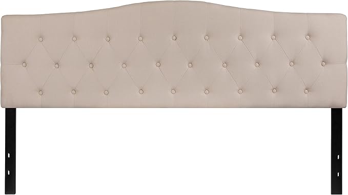 Flash Furniture Cambridge Tufted Upholstered King Size Headboard in Beige Fabric