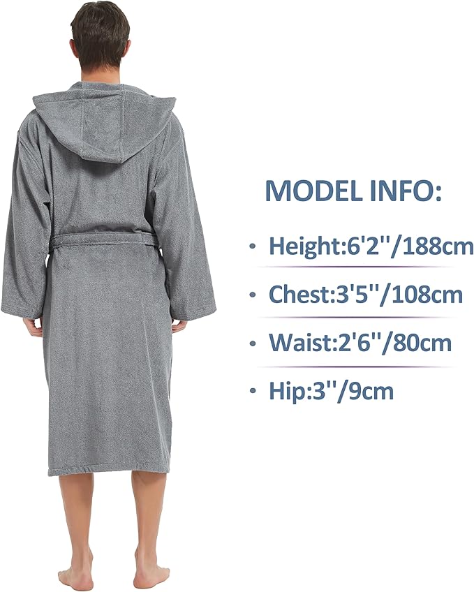 Mens Robe with Hood-Classic Terry Cloth Bathrobe for Men,Soft Knee Length Bathrobes