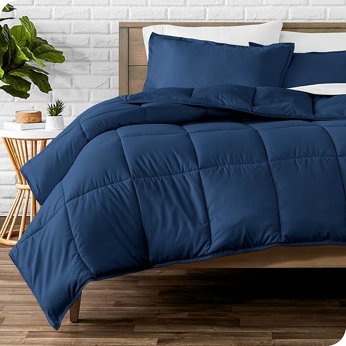 Bare Home Comforter Set - Full Size - Ultra-Soft - Goose Down Alternative - Premium 1800 Series - All Season Warmth (Full, Dark Blue)