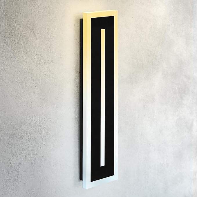 ASD LED 24" Long Wall Mount Light Fixture, Outdoor & Indoor Linear Sconce | 3CCT, Dimmable, Waterproof, Anti-Rust, ETL Listed | 24W 1630LM 3000-5000K 100-277V | Exterior Porch Lighting | Black