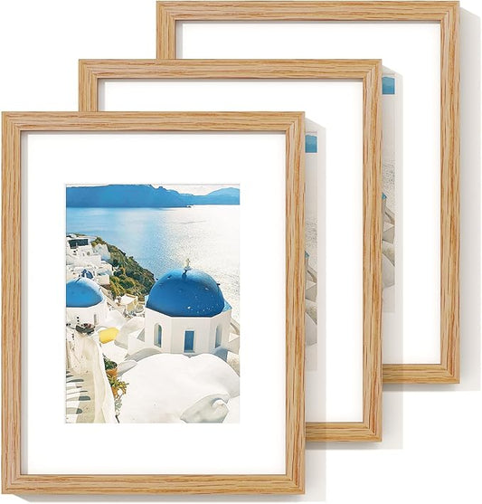 Axeman Diploma Frame For 8.5x11 Certificate Document | Solid Oak Wood 8.5 By 11 Picture With Mat For 6x8 | 8 1/2 x 11 Certificate Frame | Plexiglass And Hanging Hardware Included | Natural, 3 PCs