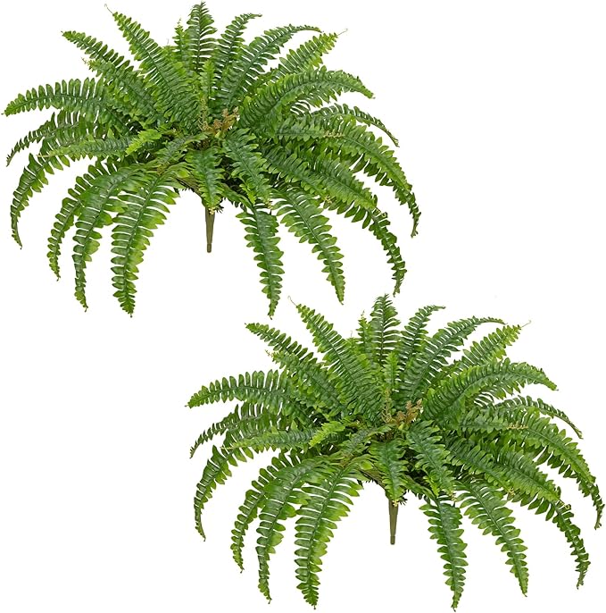 Ferns Artificial Plants 2 Pack Faux Ferns for Outdoor Planter Large Fake Ferns Look Real Artificial Ferns with 86 Fronds Hanging Boston Fern Fake Plant Shrubs for Home Farmhouse Garden Porch Decor
