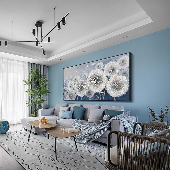 Pogusmavi Dandelion Wall Art Modern Wall Decor Botanical Wall Art Framed Artwork for Walls Office Artwork Wall Pictures for Bedroom Canvas Wall Art for Living Room 30x60 Black Framed