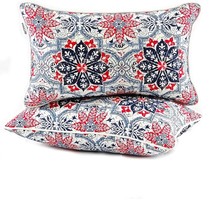 JMGBird Outdoor Lumbar Pillows Pack of 2 Outdoor Decorative Pillows with Insert Included 12×20 Inch Outdoor Pillows for Patio Furniture