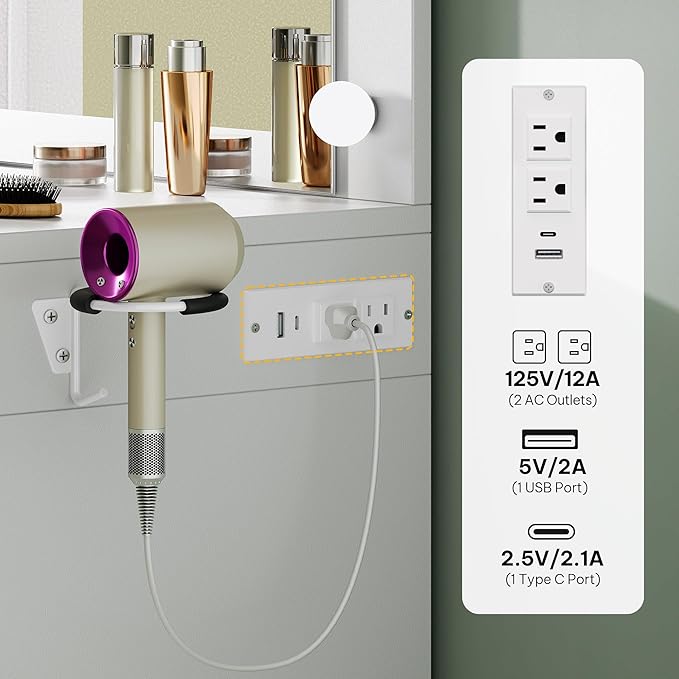 DWVO Makeup Vanity Desk with Mirror & Lights, 40inch Vanity Table with Power Outlets, 4 Drawers & 6 Open Storage Shelves, 3 Color Modes & Adjustable Brightness Dressing Table for Bedroom, White