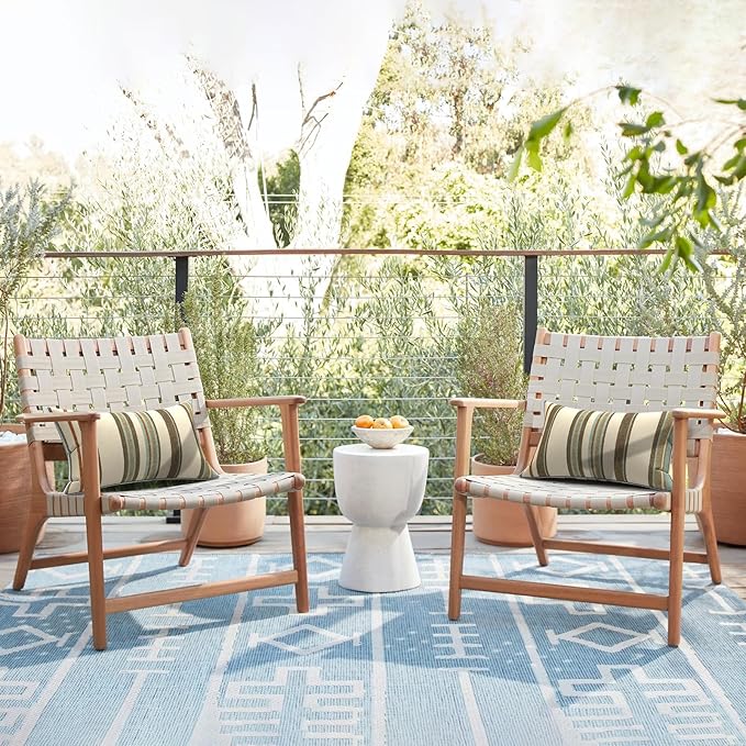 LVTXIII Outdoor Lumbar Pillow Covers 12"x20", Covers ONLY, 2 Pack 30x50cm Lumbar Cushion Cover with White Piping for Home Patio Garden Sofa Bench, Stripe Onyx