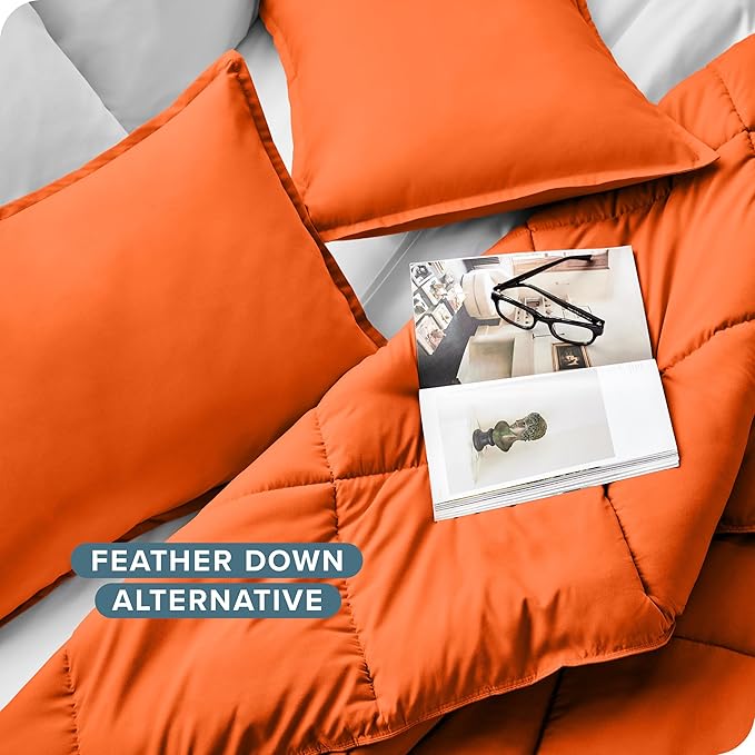 Bare Home Comforter Set - Twin/Twin Extra Long Size - Ultra-Soft - Goose Down Alternative - Premium 1800 Series - All Season Warmth (Twin/Twin XL, Orange)