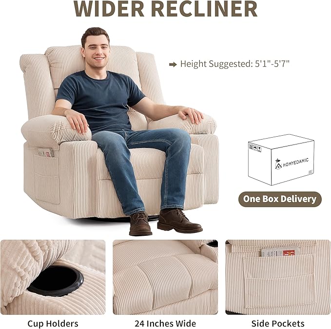 Recliner Chair Modern Ergonomic Lounge Swivel Single Sofa Seat Living Room Recliners on Clearance Foam Filling