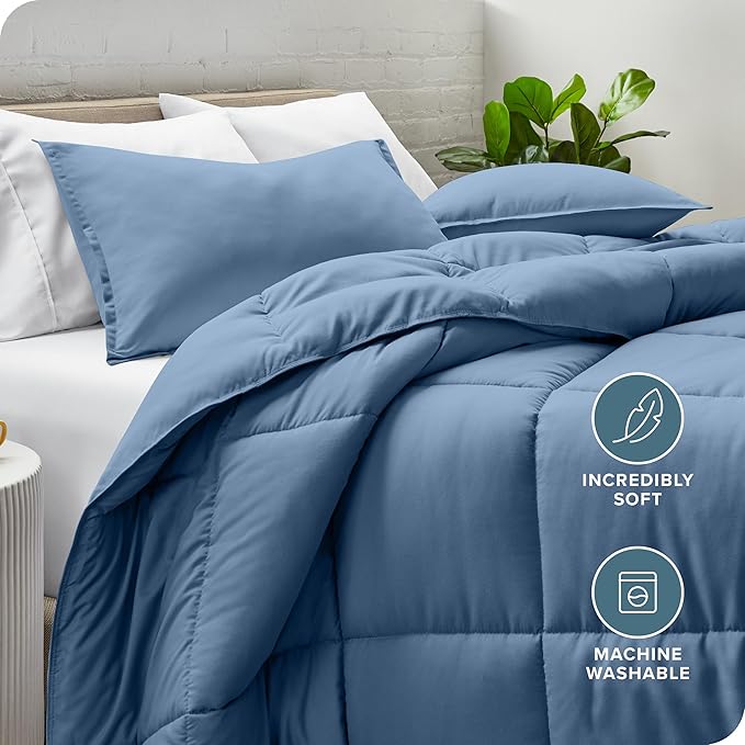 Bare Home Comforter Set - Full Size - Ultra-Soft - Goose Down Alternative - Premium 1800 Series - All Season Warmth (Full, Coronet Blue)