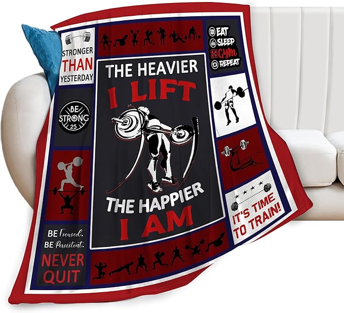 Wsradto Weightlifting Blanket Weightlifting Throw Blanket Fitness Sport Throws Gym Lover Gifts for Men Women Girls Fleece Flannel Plush Blankets Decor for Bed Sofa Stadium Gymnasiumr 50"X60"