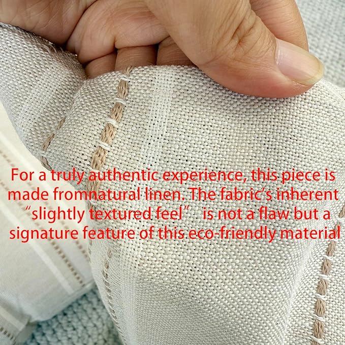 Hckot Hand Made Decorative Khaki Pillow Covers 18x18 Striped Throw Pillows Textured Linen Pillow Covers Farmhouse Decor Cushion Covers for Couch Bed Living Room, Khaki