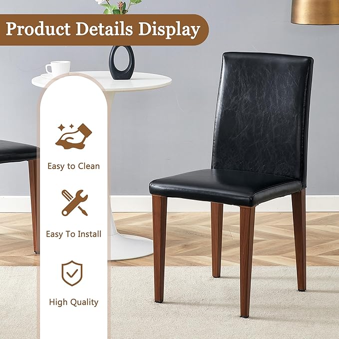 Glass Dining Table Set for 4, 63” Kitchen Table Set for 4, Modern Dining Room Table Set with Upholstered Chairs, Tempered Glass Tabletop with Y Shape Base