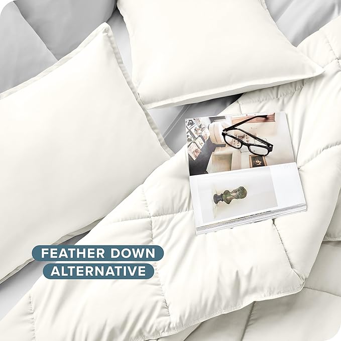 Bare Home Comforter Set - Twin/Twin Extra Long Size - Ultra-Soft - Goose Down Alternative - Premium 1800 Series - All Season Warmth (Twin/Twin XL, Cream)