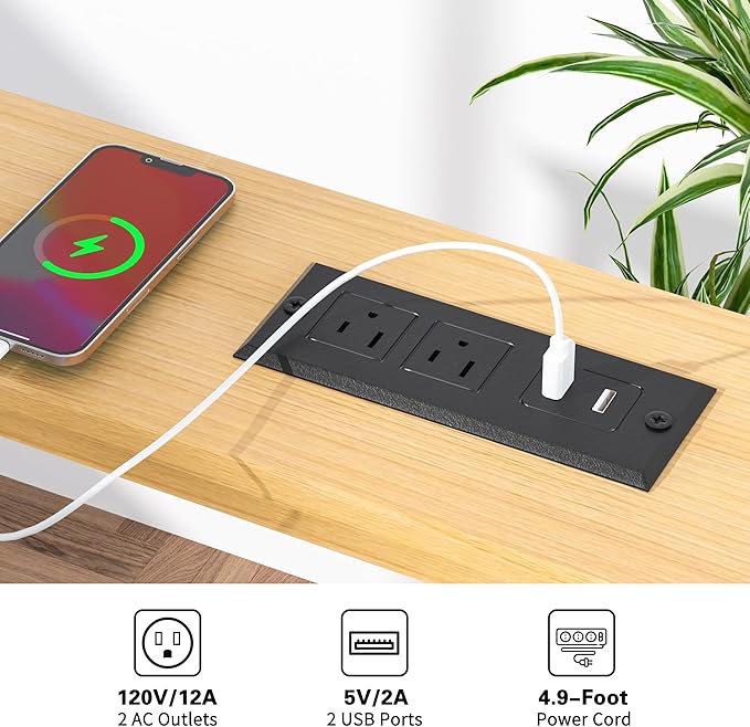 VASMIA 70.9 Inch Narrow Console Table with Outlet,Bamboo Behind Couch Sofa Table,Skinny Hallway Table for Entryway Living Room,Foyer,Natural