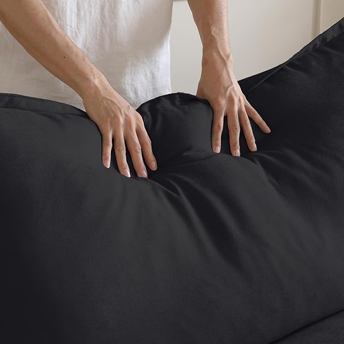 JACH L Shape Sectional Couches, Modular Sectional Sofas, Modern Couch with Chaise Ottoman, Cushion Covers Removable, Cloud Sectional Sofa for Living Room (Black)