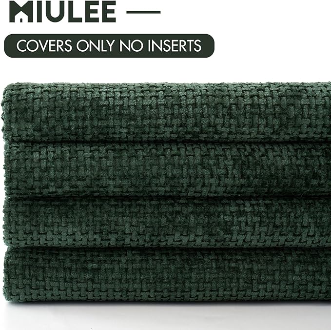 MIULEE Christmas Pack of 4 Couch Throw Pillow Covers 16x16 Inch Green Soft Decorative Chenille Pillow Covers Farmhouse Accent Cushion Covers for Boho Home Decor Sofa Bedroom Living Room