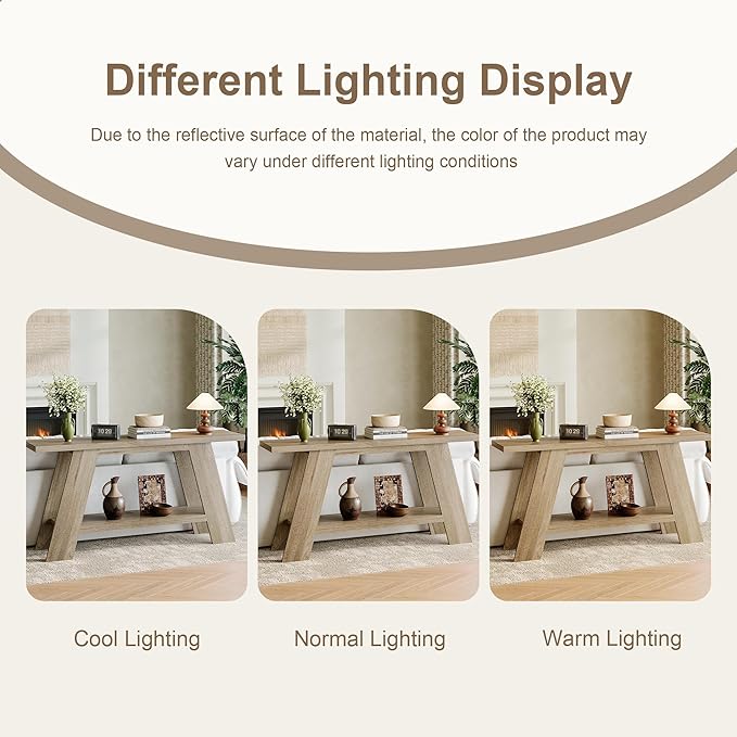 Treocho 63 Inch Long Farmhouse Console Tables for Entryway, 2-Tier Modern Wood Sofa Table with Shelf Behind Couch, Contemporary Narrow Entryway Table for Living Room, Hallway, Entrance, Walnut