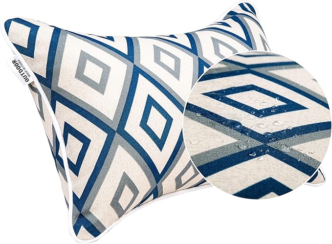 JMGBird Outdoor Pillows Waterproof Set of 2 Outdoor Lumbar Pillows with Insert Included 12×20 Inch Outdoor Pillow for Patio Furniture